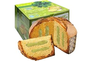 ITALIAN GREEN BAKERY Dolce di Natale Vegano al Pistacchio, 750 gr, Panettone Senza Lattosio, Panettone Senza Burro e Senza Uova, Dolce Vegan Farcito con Crema al Pistacchio, Impasto con Lievito Madre, Made in Italy
