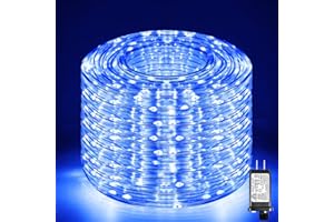 XmasBokeh 100FT 300 LED Rope Lights Outdoor, Plug in Christmas Rope Lights for Indoor with 8 Modes, Waterproof Connectable String Lights for Outside Patio, Deck, Pool, Stair, Camping Lighting - Blue
