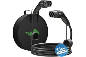 HiEVcar EV Cable de Carga Tipo 2, 11kW/Trifásico/16A Cable de Carga para Coche eléctrico/EV híbrido Tipo 2 a Tipo 2 Cable Carga Coche Electrico, IP65 5M Modo 3 Cargador Coche Electrico Tipo 2/CCS2