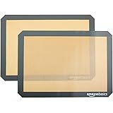 Amazon Basics - Rettangolare Tappetini da forno in silicone, Set da 2 pezzi, Beige/Grigio, 42 cm x 30 cm