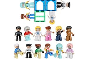 MAUIKAY Magnetic Figures for Kids, 12 Pieces Magnetic Play People Magnet Building Toys for Kids Ages 3 4 5 6 7 8+, STEM Learning Toys Magnet Tiles Expansion Accessories Pack, 3 Inches Community Figures Set