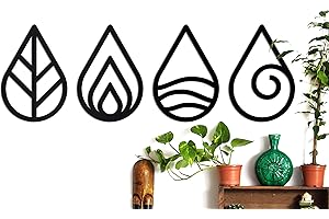 CONTRAXT Elemente dekoration modern aus Holz. Mandala boho vintage wand esoterik geschenke wanddeko wohnzimmer holz retro zen Spirituelle deko meditation nicht-metall (Vier Elemente, Schwarz)