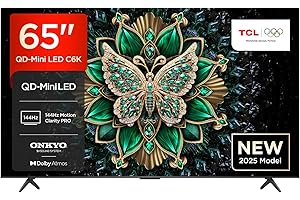 TCL 65C6K 65" QD-Mini LED TV, 4K HDR Premium 1000nits, Smart TV con tecnologia Google TV (Dolby Vision IQ e Atmos, sistema audio Onkyo 2.1, Motion Clarity Pro a 144 Hz, Game Master)