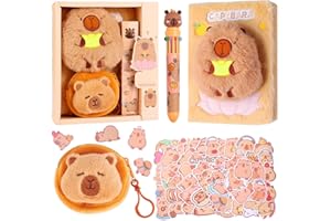 ZenithAura Capybara Diary Gift For Girls Kids, Travel Notebook For Writing, Capybara Secret Diary Notebook With Soft Pencil Case, Colorful Pen And Stickers