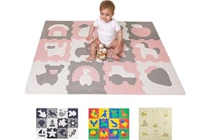 Hakuna Matte Mata puzzle dla niemowląt, 1,2 x 0,9 m, certyfikat TÜV SÜD GS, mata do zabawy dla niemowląt, zawiera 12 płytek ze zwierzętami, 20% grubsza mata do raczkowania w opakowaniu nadającym się do recyklingu