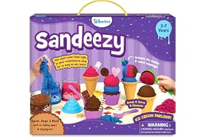 Skillmatics Sandeezy Pretend Play – Ice Cream Parlour, Mess-Free Sand Set | Sensory Toy with Moulds, Tools & Toppings for Kids, Non-Toxic, Indoor Activity, Screen-Free, Gift for Ages 3, 4, 5, 6, 7
