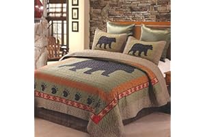 Virah Bella Duke Imports DQ649K Bären- und Pfotenabdruckmotiv, Mikrofaser, für Kingsize-Bett, 3-teilig