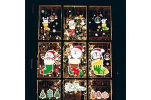 APKOL Vetrofanie Natalizie, Adesivi Natalizi per Finestre, Decorazioni Natalizie, Addobbi Natalizi, Addobbi Natalizi per la Casa, Vetrofanie Natale in PVC, Adesivi Vetro Natale Finestre