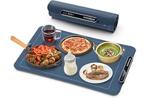 Reemix Vassoio Riscaldante Elettrico, Tappetino Riscaldante Pieghevole con Temperatura Regolabile Fino a 100℃, Spegnimento Automatico per Raduni, Feste e Uso Quotidiano