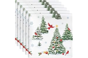 Arquiel Inverno Bosco Tovaglioli Set di 6, Natale Cotone Riutilizzabili Morbido Tovaglioli di Stoffa da Tavola Perfetto per Feste, Casa, Cucina, Ristoranti, Matrimoni Decorare(45×45cm)