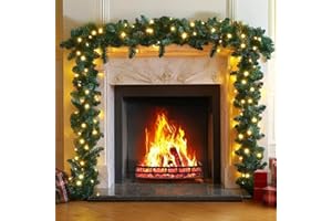 ZYNCOVE 16.4FT/5M Christmas Garland with Lights -100 LEDs Light Up Christmas Garland Decorations Wreath for Fireplace, Stair, Front Door, Xmas Tree Home Outdoor Decor