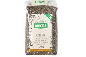 BIOGRÁ - Semillas de Chía Crudas, 100% Natural, Perfecto para su Consumo con Zumos, Muesli, Yogur, Productos de panadería y salsas, Rico en Fibra, 250g