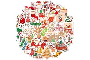 HENGBIRD Adesivi per Bambini, 50 Pezzi Stickers Cartoon Adesivi per Bottiglie d'Acqua, Laptop, Skateboard, Auto,Chitarra, Impermeabili Vinile Adesivo per Ragazze Ragazzi Bambini Adulti (Christmas B)