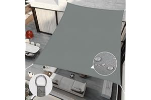 RICHIE Sun Shade Sail Rectangle 3m x 4m Waterproof, 98% UV Block Awnings for Patios with Free Rope, Sunscreen Awning Canopy, Rectangular Garden Shelter for Outdoor Garden Patio Yard Lawn, Dark grey