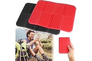 YUEYUAN Tapis de Camping Pliable 2 Pcs Coussin de Siège Pliable en Extérieur, Pliant XPE Coussins en Mousse pour Randonnée Jardin Camping Pique-Nique（Noir Rouge）