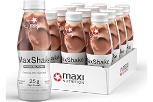 ‎MAXINUTRITION MaxiNutrition MaxShake Protein Milchshake Schokolade, 12x 330ml, cremiger Eiweiß-Shake für unterwegs, 25g Protein, low fat & low carb, laktosefrei, ohne künstliche Aromen, Made in Germany