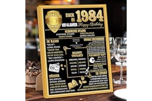 Benjia Geschenk 40 Geburtstag - Back in 1984 Goldener Rahmen Gerahmt Poster Germany - Frauen & Männer - Tischbild und Wand-Bild Aufsteller - Persönliches Jubiläum Geburtstagszeitung (20x25cm,Schwarz)