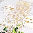 Fowecelt Table Runner Gold Glitter - Table Cloth Table Cover Party Table Cloth Shiny Netting Decoration with Gold Foil for Wedding Christmas Birthday Party Decor 14 * 72 inch (35 * 183cm)
