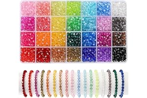 JOLCEEY JOISHOP 2800Pcs 6mm Acrylic Crystal Beads, 28 Colors Faceted Bicone Acrylic Crystal Beads Spacer Beads for Jewelery Bracelets Necklaces Earrings