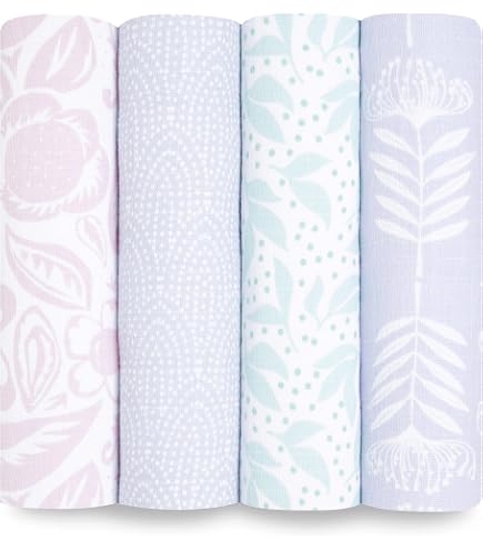 NUOLUX Muslin Swaddle Blanket - 47x47 Inch Large Baby Wrapping Blanket (Little Bee Pattern) - View #7