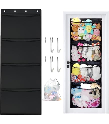 Honeyera The Original Stuffed Animal Storage (Patent Pending Pending) - Over Door Organizer for Stuff, Baby Accessories, Toy Plush Storage/Hammock Hanging Storage Net Large Girls Toddler Large