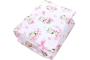 TupTam Set di Piumone Fantasia per Bambini Tutte le Stagioni Cuscino Piatto 2 pz., Giraffe/Rosa, 135x100 cm