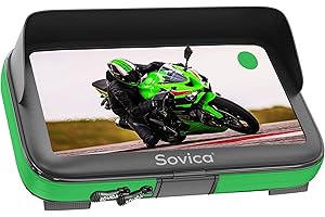 SOVICA Support Telephone Moto Velo Impermeable Coque avec Visiere valable pour Les Smartphones jusqu'a 7,6" Compatible avec Tous Types de guidons securite maximale Anti-Vibration (Vert)
