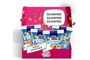 NEEDFORSWEET Nordthy Bonbons Oursons Sans Sucre 4 x 80g (320g) – Véritable Gomme/Fruit Gomme Danoise Sans Sucre – Oursons Gélifiés Low Calorie – Snack Sain & Idéal pour Diabétiques