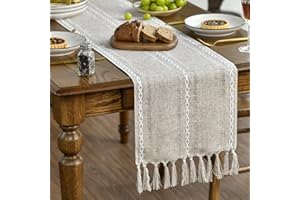 Artoid Mode Camino de mesa bohemio con leche beige estilo rústico borlas, lavable, decoración de mesa, fiesta, cumpleaños, día de San Valentín, boda, decoración, 33 x 183 cm