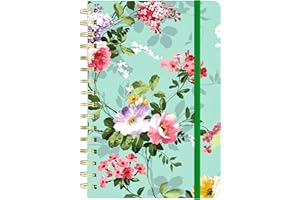 Huamxe Journal à spirales, couverture rigide lignée, pour femme, 21,3 x 15,2 cm, 160 pages en papier épais, joli motif floral pour le travail, l'écriture, le bureau, l'école, les fleurs