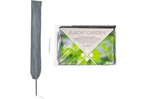 PUROVI GARDEN - Funda Protectora Premium para Sombrilla de Sol con Bastón Cremallera, Gris