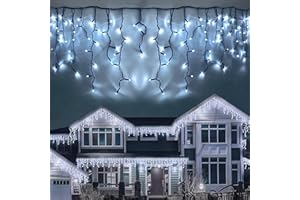 LEDYA Icicle Outdoor Christmas Lights, 9M 240led Christmas Lights Outdoor Decorations, Fairy Lights Plug in for Christmas Decorations, Waterproof/8 Modes/Timer, Outside Roof Window Garden Xmas Light
