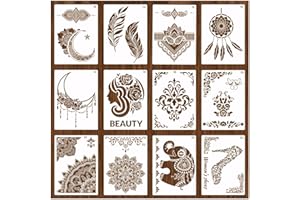 KWJEIULSOQ12 Stück Malschablonen,Vintage Malerei Schablonen,Retro Spitze PET Malerei Vorlagen,Blumen Grenze Schablone,Gemalt Graffiti DIY Hohl Vorlagen,Wand Schablonen für Möbel Kachel Boden Ornamente