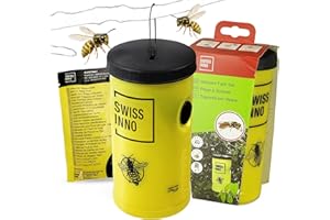 SWISSINNO Wasp Trap with Food-Based Attractant - Reusable Outdoor Hanging Trap with Bait - Effective Wasp Catcher for Garden, Terrace, Balcony, Playground & Near Rubbish Bins