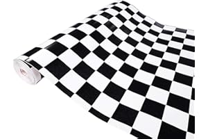 DECOMEISTER Folia klejowa Dekoracyjna Okleina Meblowa Stół Szafę Regał Drzwi Schody Fronty Meblowe Samoprzylepna Ozdobna Metr Bieżący 45x100 cm Szachownica Duża