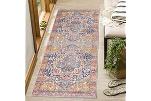 Cekene Vintage Runner Rugs 60x130cm Non-slip Washable Carpet Runner Low Pile Kitchen Rug Mat Boho Floor Mat for Kitchen Bathroom Bedroom