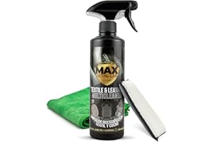 MAX DETAIL-LAB - Textile & Leather - Kit Pulizia Sedili Auto, Lava Tappezzeria Tessuti Pelle, Rimuove Macchie Difficili, Prodotti Lavaggio Interno Moquette Alcantara Accessori Car Detailing Moto 500ml