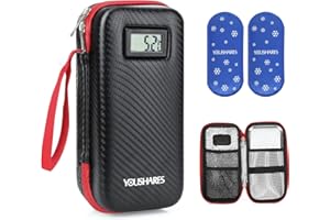 ‎YOUSHARES YOUSHARES Insulin Pen Tasche mit 2 TSA Kühlakku, Insulin Kühltasche, Medikamenten Kühlbox auf Reisen, Isoliertasche Etui für Epipen, Insulin Pen, Insulin, Andere Medikamente Zubehör(Schwarz)