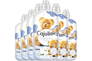 Cajoline Adoucissant linge liquide hypoallergénique L'Original Doux & Pur testé dermatologiquement adapté aux peaux sensibles et bébé ECARF - Lot de 6x66 lavages -1,386L