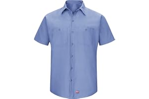 Red Kap Herren Kurzärmliges Arbeitshemd mit Mimix Hemd mit Button-Down-Kragen