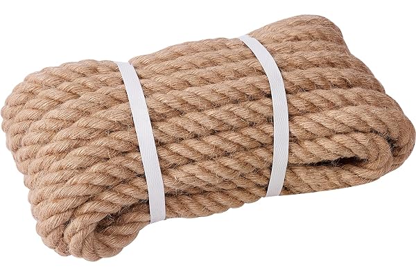 XINSHUNCAN Corde de Jute 20mm, 10M 4 Brins Corde de Chanvre Brut Naturel pour l'artisanat, Bricolage Chat Scraper, Jardinage, Lustre, Hamac d'escalade