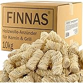 FINNAS 10 kg Holzwolle Premium Anzündwolle Anzünder Kaminanzünder 800 Stück Grillanzünder Öko Ofenanzünder aus Holz und Wachs
