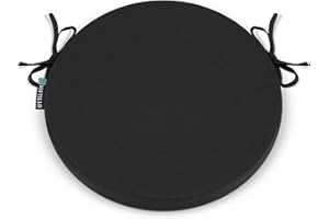 SOFTILLO Premium Round Chair Cushion – 36x5cm Thick Foam Padding with Removable Cover and Secure Ties – Comfortable and Durable Seat Pad Cushions for Indoor/Outdoor Home, Patio, Garden Use (Black, Pack of 1)