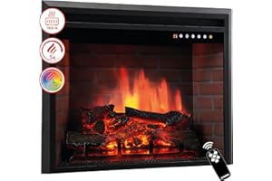 KAMINIO Eléctrica Chimenea Luca - Chimenea empotrada eléctrica con calefacción, Efecto de Llama 3D, 12 Colores de Llama, Control Remoto (23 Pulgada)