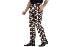 Uniformates Pantaloni da Cuoco Unisex Stampati in Cotone 100% da Uomo e da Donna con Cordino per Servizi di ristorazione, panettieri e Professionisti culinari