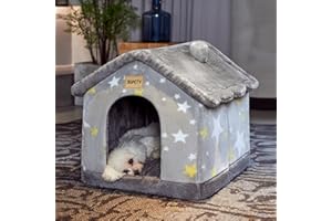 JIUPETY Lindas casas para perros de interior, cama para perros con cueva cubierta, tamaño M de hasta 15 libras para gatos y cachorros, casa para mascotas iglú con parte inferior antideslizante, color