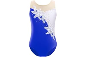 iEFiEL Mädchen Turnanzug Glitzer Gymnastikanzug ÄrmellosTurnanzug Glänzend Trikotanzug Gymnastik Leotard Training Gymnastikbody