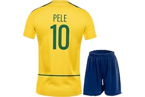 PINPOTEX Brasilien Nostalgie Limitierte Ronaldo,Pele,Ronaldinho Heim Fußball Kinder Trikot Auflage Shorts Set Nostalgie Jugendgrößen