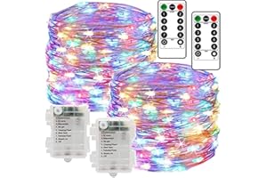 Chipark Fairy String Lights Battery Operated 2 Pack 12m 120 LED String Lights with Remote 8 Modes Waterproof Copper Wire Lights Decorative Lighting for Indoor Outdoor Bedroom Garden Xmas (Multicolor)