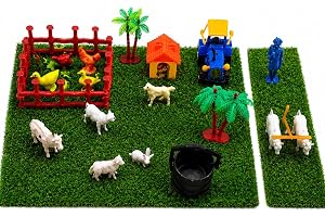 Farm Life Adventure Set for Kids, Animals, Trees, House, Well, Tractor, Farmer (All in one)